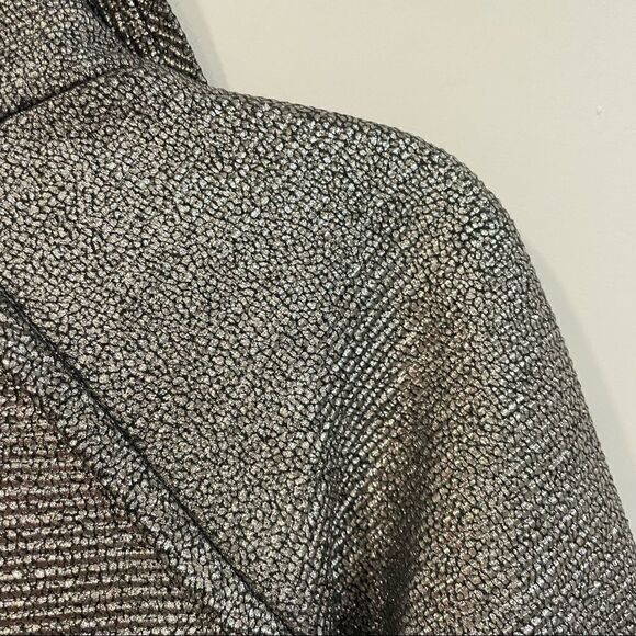 Diane von Furstenberg Silver Glitter Peacoat Front pockets Wool - Picture 6 of 11